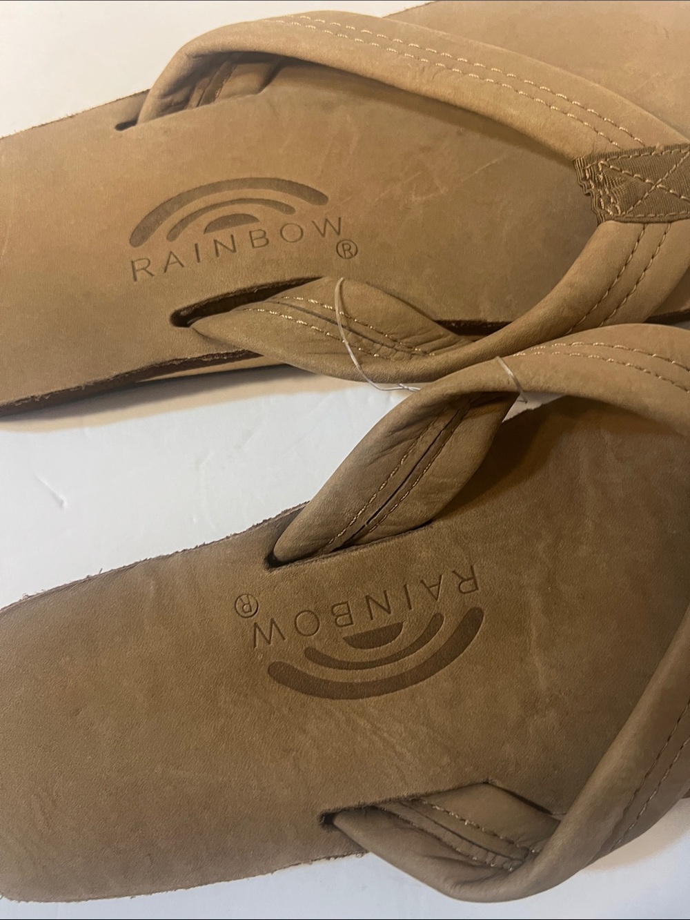 Rainbow Sandals Single Layer Tan Leather Flip Flops Sandals Women's xl 8.5-9.5 - Picture 4 of 13